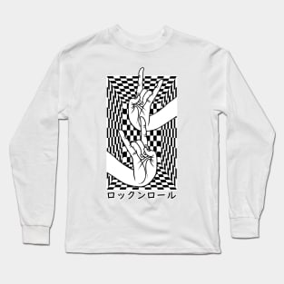 Japanese Hands With Rock N Roll Mudra On Chess Long Sleeve T-Shirt